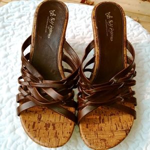 Strappy Wedges with Cork Sole